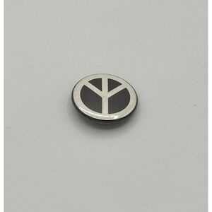 Vintage Peace Sign Lapel Pin Black White Metal Silver Tone 1"